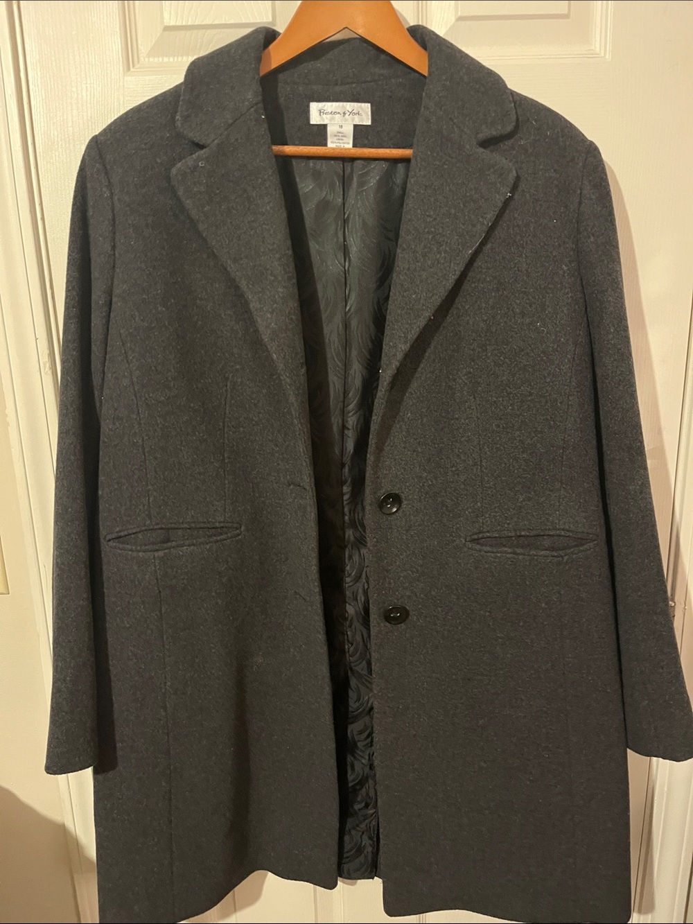 Preston & York Women’s Charcoal Gray Wool Pea Coat-size 18